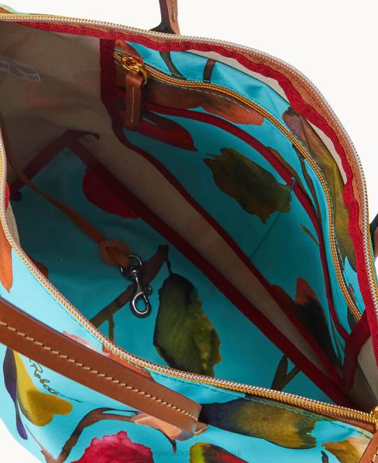 Dooney & Bourke roberta pieri blomst klassisk sm robertina tote med langt hank JV0J1436 poser lyseblå