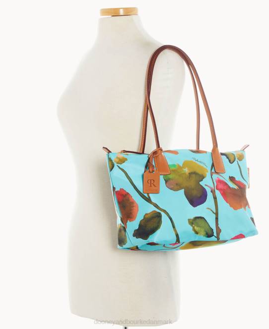 Dooney & Bourke roberta pieri blomst klassisk sm robertina tote med langt hank JV0J1436 poser lyseblå