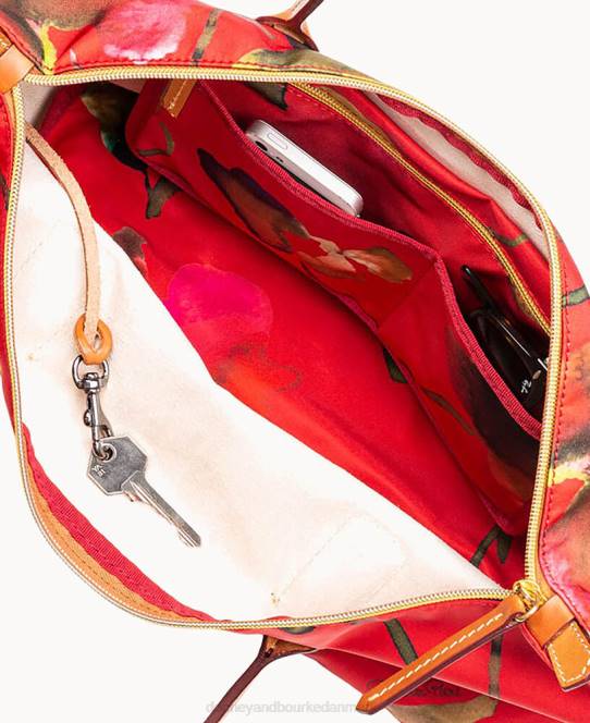 Dooney & Bourke roberta pieri blomst klassisk stor robertina-tote JV0J1141 poser rød