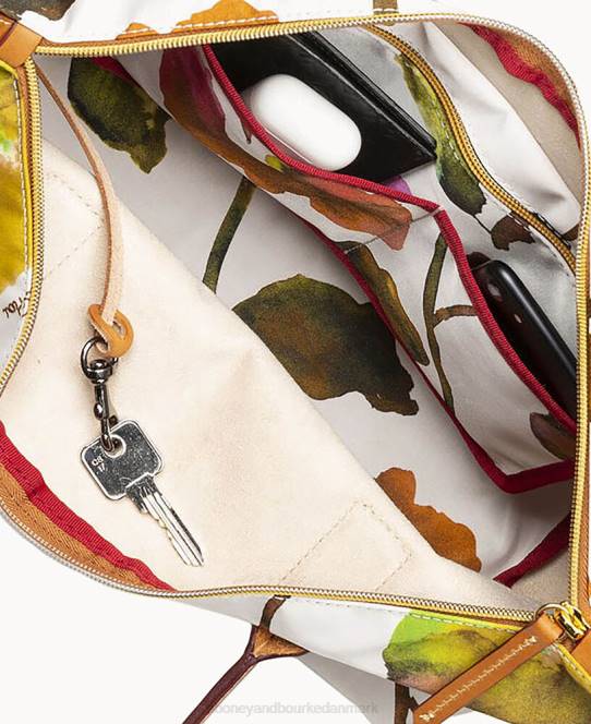 Dooney & Bourke roberta pieri blomst klassisk stor robertina-tote JV0J1143 poser hvid