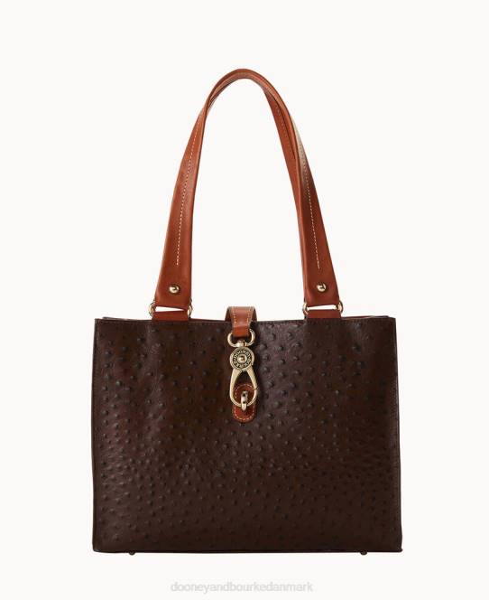 Dooney & Bourke struds mellemstore logolås-tote JV0J1481 poser brun tmoro