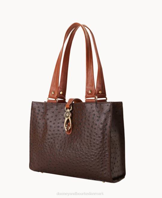 Dooney & Bourke struds mellemstore logolås-tote JV0J1481 poser brun tmoro