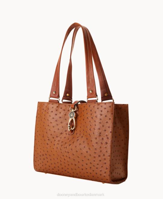 Dooney & Bourke struds mellemstore logolås-tote JV0J1482 poser karamel