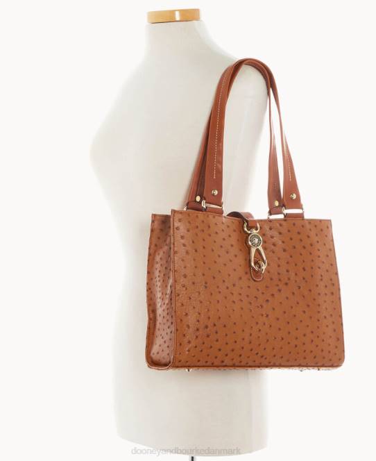 Dooney & Bourke struds mellemstore logolås-tote JV0J1482 poser karamel