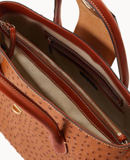Dooney & Bourke strudse turnlock håndtag tote 30 JV0J1455 poser karamel