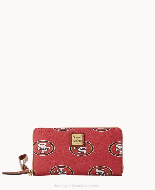 Dooney & Bourke nfl 49ers stor lynlås rundt om armbånd JV0J4737 tilbehør 49ers