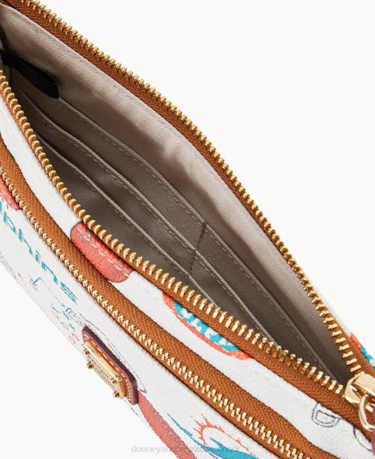 Dooney & Bourke nfl dolphin armbånd med dobbelt lynlås JV0J4557 tilbehør miami delfiner