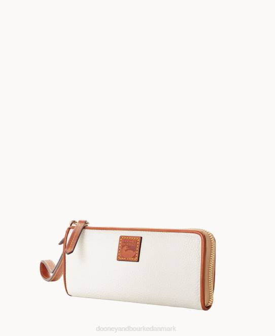 Dooney & Bourke pebble grain clutch-armbånd med lynlås JV0J4496 tilbehør hvid