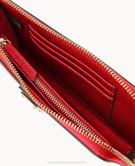 Dooney & Bourke saffiano armbånd med foldet lynlås JV0J4069 tilbehør tomat
