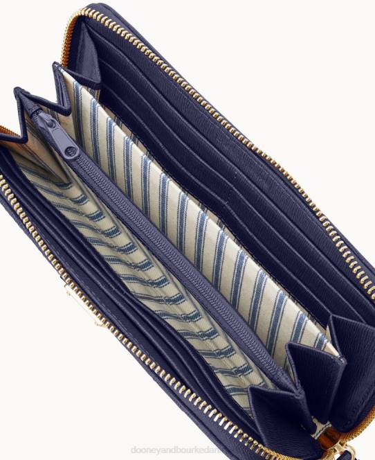 Dooney & Bourke saffiano stor lynlås rundt om armbånd JV0J4182 tilbehør marine