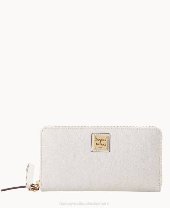 Dooney & Bourke saffiano stor lynlås rundt om armbånd JV0J4184 tilbehør ecru