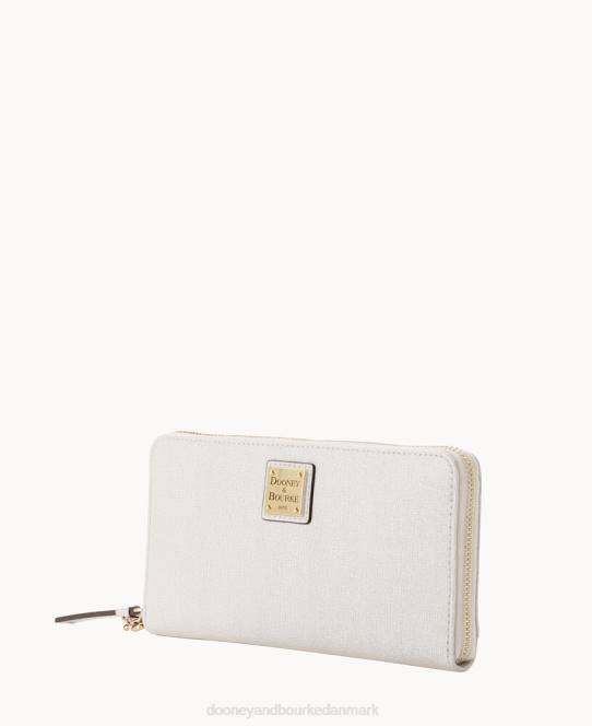 Dooney & Bourke saffiano stor lynlås rundt om armbånd JV0J4184 tilbehør ecru
