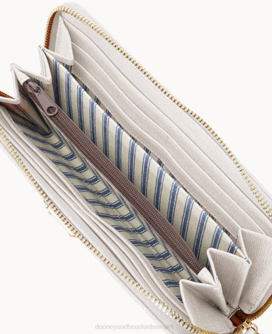 Dooney & Bourke saffiano stor lynlås rundt om armbånd JV0J4184 tilbehør ecru
