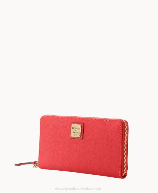 Dooney & Bourke saffiano stor lynlås rundt om armbånd JV0J4185 tilbehør tomat