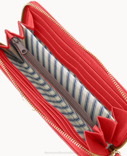 Dooney & Bourke saffiano stor lynlås rundt om armbånd JV0J4185 tilbehør tomat