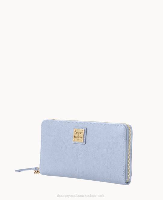 Dooney & Bourke saffiano stor lynlås rundt om armbånd JV0J4189 tilbehør gletsjerblå