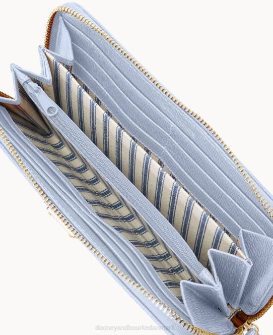 Dooney & Bourke saffiano stor lynlås rundt om armbånd JV0J4189 tilbehør gletsjerblå