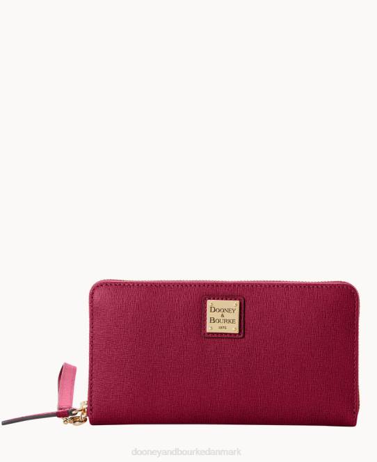 Dooney & Bourke saffiano stor lynlås rundt om armbånd JV0J4190 tilbehør tranebær