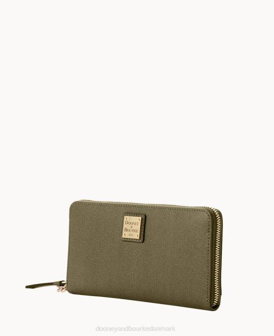 Dooney & Bourke saffiano stor lynlås rundt om armbånd JV0J4191 tilbehør oliven