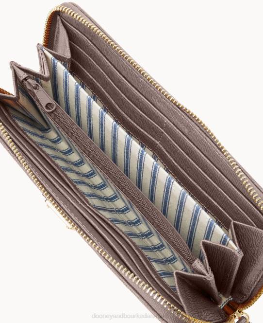 Dooney & Bourke saffiano stor lynlås rundt om armbånd JV0J4192 tilbehør taupe