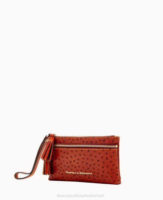 Dooney & Bourke struds dobbelt lynlås armbånd JV0J4080 tilbehør cognac