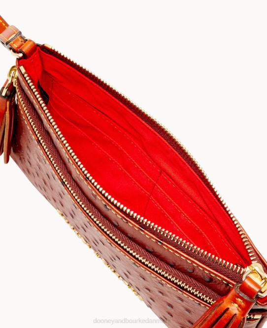 Dooney & Bourke struds dobbelt lynlås armbånd JV0J4080 tilbehør cognac