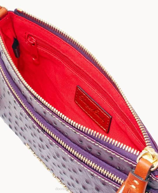 Dooney & Bourke struds dobbelt lynlås armbånd JV0J4083 tilbehør blomme vin