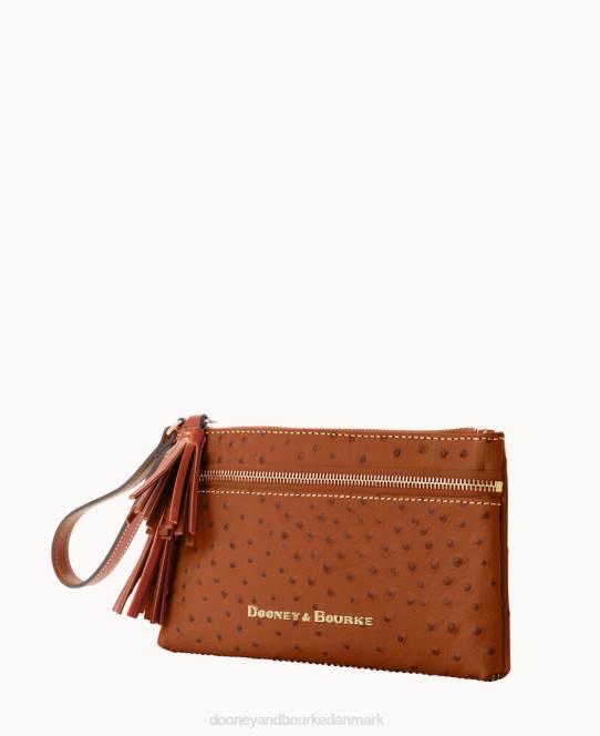 Dooney & Bourke struds dobbelt lynlås armbånd JV0J4085 tilbehør karamel