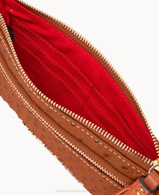 Dooney & Bourke struds dobbelt lynlås armbånd JV0J4085 tilbehør karamel
