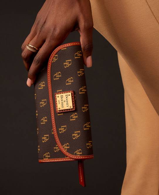 Dooney & Bourke Gretta kontinental clutch JV0J4070 tilbehør brun tmoro
