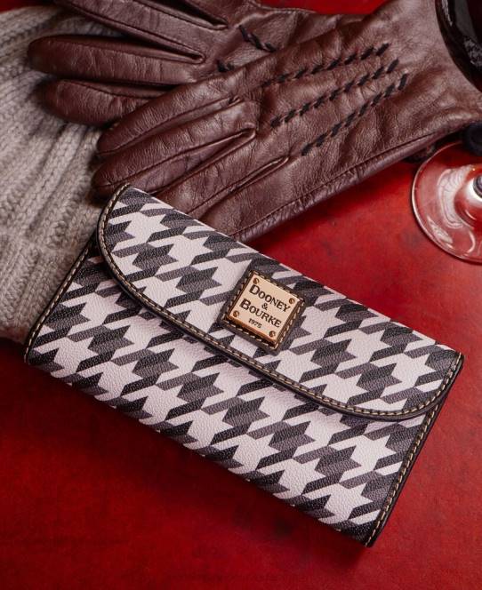 Dooney & Bourke houndstooth kontinental clutch JV0J4802 tilbehør grøn