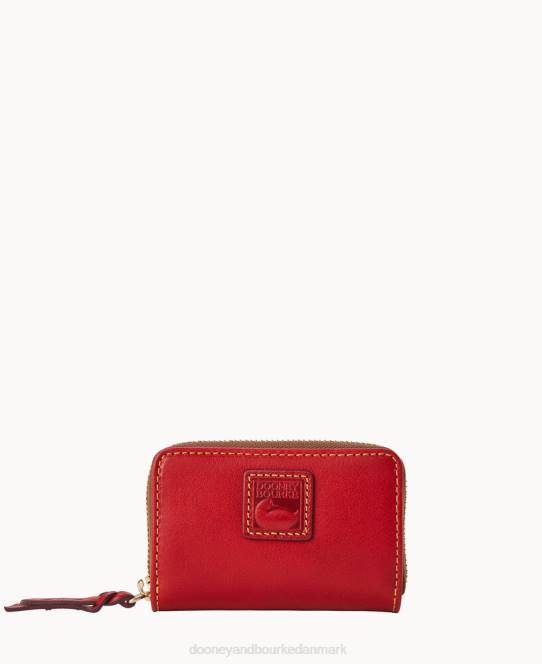 Dooney & Bourke florentinsk stor lynlås omkring kreditkortetui JV0J4659 tilbehør rød
