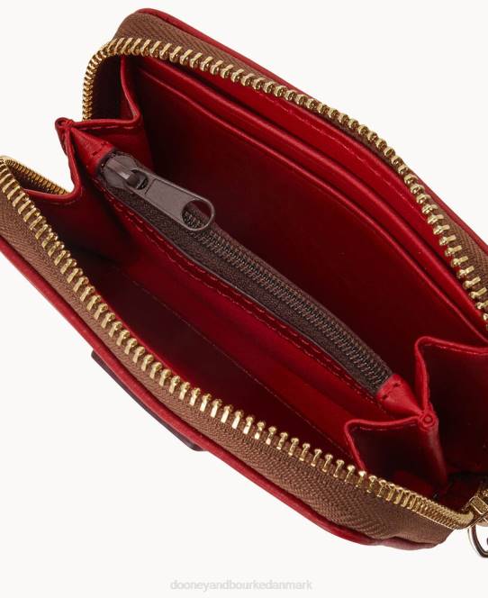 Dooney & Bourke florentinsk stor lynlås omkring kreditkortetui JV0J4659 tilbehør rød