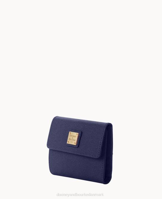 Dooney & Bourke saffiano kreditkort pung med lille flap JV0J4136 tilbehør marine