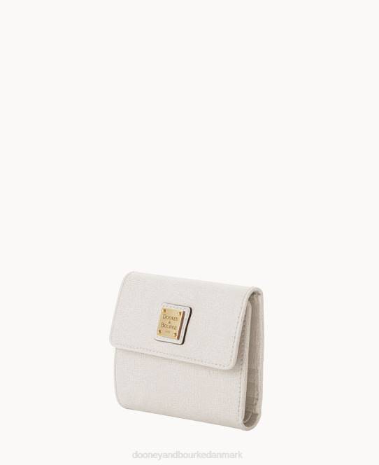 Dooney & Bourke saffiano kreditkort pung med lille flap JV0J4137 tilbehør ecru