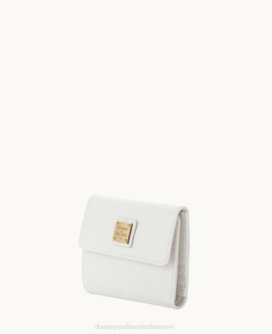 Dooney & Bourke saffiano kreditkort pung med lille flap JV0J4138 tilbehør off white