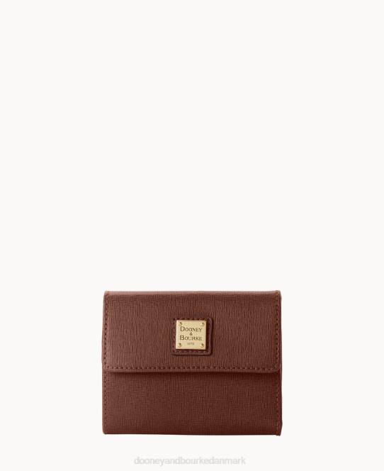 Dooney & Bourke saffiano kreditkort pung med lille flap JV0J4140 tilbehør rav