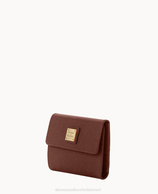 Dooney & Bourke saffiano kreditkort pung med lille flap JV0J4140 tilbehør rav