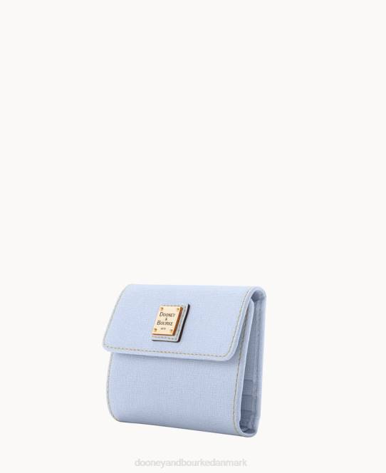 Dooney & Bourke saffiano kreditkort pung med lille flap JV0J4142 tilbehør gletsjerblå