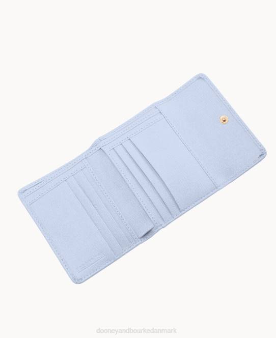 Dooney & Bourke saffiano kreditkort pung med lille flap JV0J4142 tilbehør gletsjerblå