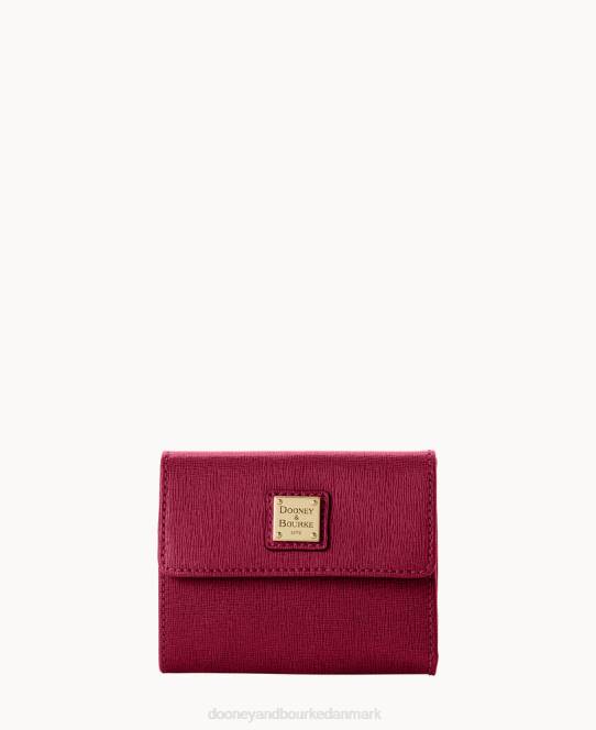 Dooney & Bourke saffiano kreditkort pung med lille flap JV0J4143 tilbehør tranebær