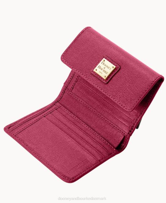 Dooney & Bourke saffiano kreditkort pung med lille flap JV0J4143 tilbehør tranebær
