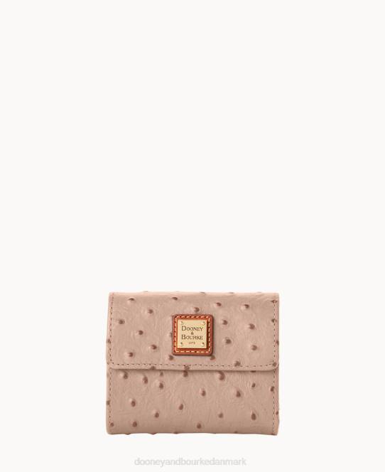 Dooney & Bourke struds lille flap kreditkort pung JV0J4079 tilbehør lys taupe