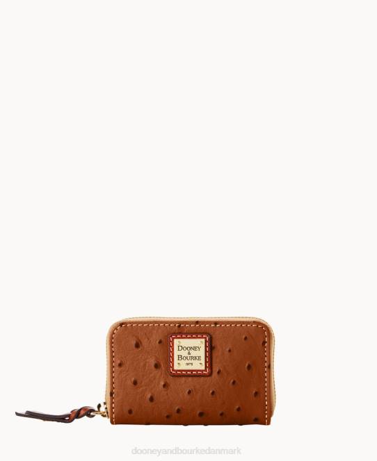Dooney & Bourke struds stor lynlås omkring kreditkortetui JV0J4092 tilbehør karamel