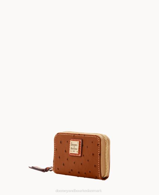 Dooney & Bourke struds stor lynlås omkring kreditkortetui JV0J4092 tilbehør karamel
