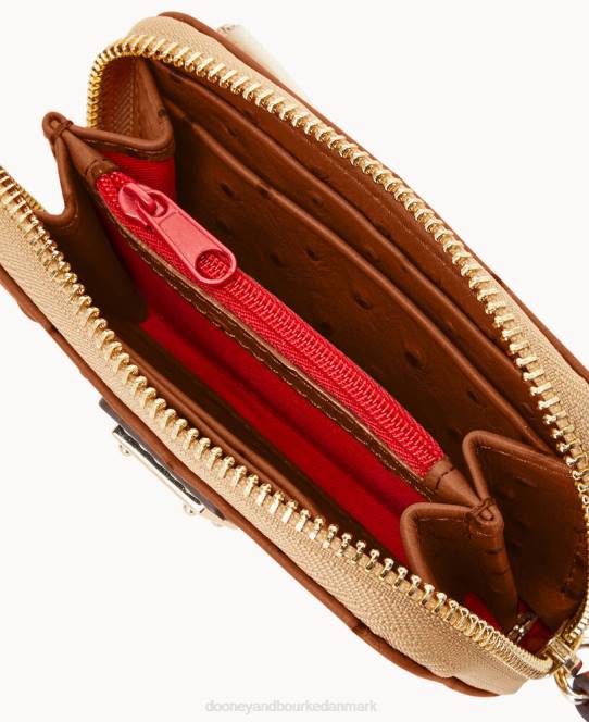 Dooney & Bourke struds stor lynlås omkring kreditkortetui JV0J4092 tilbehør karamel