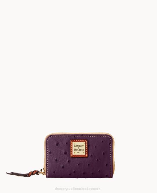 Dooney & Bourke struds stor lynlås omkring kreditkortetui JV0J4093 tilbehør blomme vin