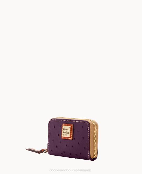 Dooney & Bourke struds stor lynlås omkring kreditkortetui JV0J4093 tilbehør blomme vin