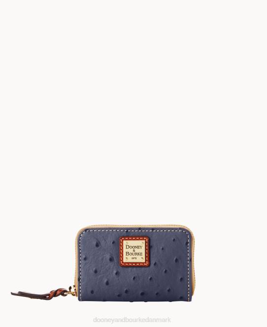 Dooney & Bourke struds stor lynlås omkring kreditkortetui JV0J4094 tilbehør stål blå