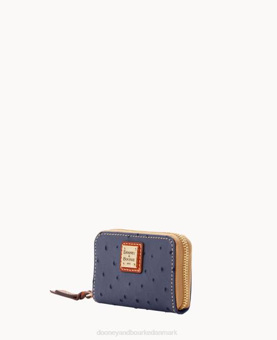 Dooney & Bourke struds stor lynlås omkring kreditkortetui JV0J4094 tilbehør stål blå